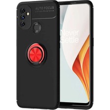 Ummeslem One Plus Nord N100 Uyumlu Cep Telefonu Için Dönebilen Yüzüklü Standlı Silikon Ravel Kapak