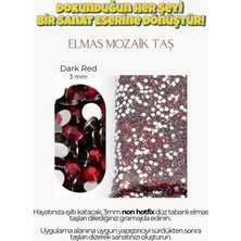 Brextco Store 1000 Adet Elmas Mozaik Taş | 3mm Non-Hotfix Düz Tabanlı Süsleme Taşı/diamond Painting - Dark Red