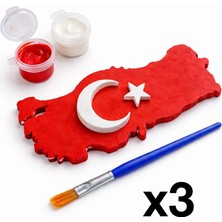 Printella 3lü 23 Nisan Boyama Seti Türkiye Haritası Ay Yıldız Figürlü Fırça ve Boya Dahil