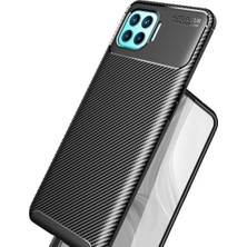 Oppo Reno 4 Lite Için Uyumlu Kılıf Karbon Tasarımlı Slim Kamera Lensini Korumalı Kapak