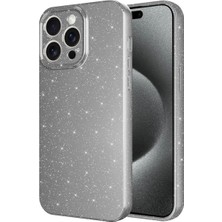Ummeslem Apple iPhone 15 Pro Max Kılıf Kamera Korumalı Simli Lüks Cep Telefonu Için Uyumlu Kapak Koton Kapak