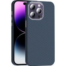 Ahlttiba Apple iPhone 14 Pro Max Için Uyumlu Kılıf Magsafe Şarj Özellikli Karbon Fiber Görünümlü Gros Kapak