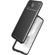 Ahlttiba Oppo A73 Için Uyumlu Kılıf Karbon Tasarımlı Slim Kamera Lensini Korumalı Kapak