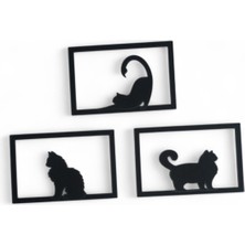 Kedi Duvar Süsü 3 Lü Set