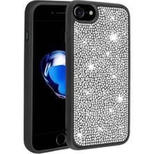 Ahlttiba Apple iPhone 8 Kılıf Parlak Taşlı Tasarım Cep Telefonu Için Uyumlu Kapak Ston Kapak