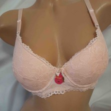 Shine Elagance Somon Rengi Dantelli Balenli Dolgulu Içi %70 Cotton Kadın Tek Sütyen