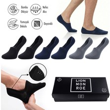 Lion Monroe Saf Bambu Erkek Babet Çorap Dikişsiz Görünmez Kaydırmaz Topuk Silikonlu Premium Hediye Kutulu 6'lı Prime Bamboo Serisi L5952AZNB