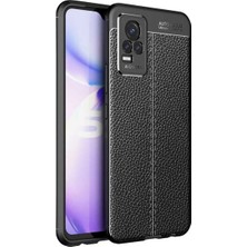 Ahlttiba Vivo V21E Cep Telefonu Için Uyumlu Kılıf Deri Görünümlü Soft Case Niss Kapak