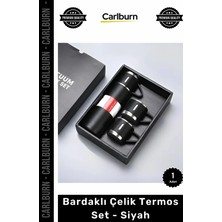 Carlburn Özel Üretim Isı Yalıtımlı Paslanmaz Hediye Kutulu Vakumlu Sızdırmaz Bardaklı Çelik Termos Set Siyah