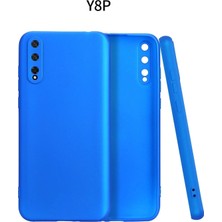 Ummeslem Huawei Y8P Için Uyumlu Kılıf Yumuaşk Renkli Esnek Premium Rubber Silikon - Mavi