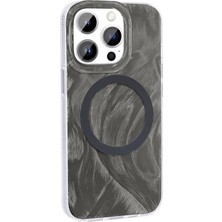 Ahlttiba Apple iPhone 14 Pro Max Kılıf M-Safe Şarj Fırça Boya Desenli Cep Telefonu Için Uyumlu Kapak Palet Kapak