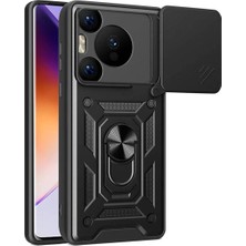 Ummeslem Huawei Pura 70 Pro 5g Için Uyumlu Kılıf Magnetik Standlı Kamera Korumalı Sürgülü Vega Kapak