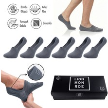 Lion Monroe Saf Bambu Erkek Babet Çorap Dikişsiz Görünmez Kaydırmaz Topuk Silikonlu Premium Hediye Kutulu 6'lı Prime Bamboo Serisi L5952AZNB