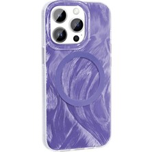 Ahlttiba Apple iPhone 14 Pro Max Kılıf M-Safe Şarj Fırça Boya Desenli Cep Telefonu Için Uyumlu Kapak Palet Kapak
