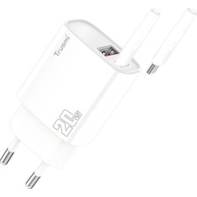 Trusmi 20W Type-C Adaptor ve 60W Type-C To Type-C Kablo Beyaz