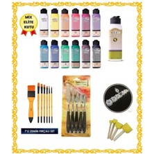 Artdeco 12 Li Ana Renkler Akrilik Boya Seti Parlak Vernik Palet Zemin Fırça Full Set