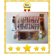 İnci Tuval Yağlı Boya Fırça Full Set 20 Renk 200ML Titanium White Beyaz Profesyonel Spatula