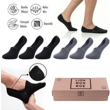 Lion Monroe Saf Bambu Kadın Babet Çorap Dikişsiz Görünmez Kaydırmaz Topuk Silikonlu Premium Hediye Kutulu 6'lı Prime Bamboo Serisi L5952AZNB