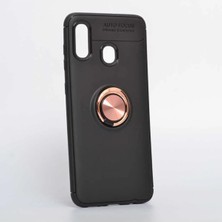 Ahlttiba Samsung Galaxy A20 Için Uyumlu Kılıf Dönebilen Yüzüklü Standlı Silikon Ravel Kapak