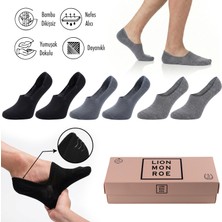 Lion Monroe Saf Bambu Kadın Babet Çorap Dikişsiz Görünmez Kaydırmaz Topuk Silikonlu Premium Hediye Kutulu 6'lı Prime Bamboo Serisi L5952AZNB