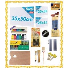 İnci Tuval Mix Elit Sanatsal Malzeme Seti Karışık Hediye Kutusu (Tuval,zemin Fırça,spatula,boya)