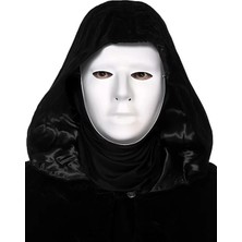 Ttt Siyah Kapüşonlu 120 cm Pelerin ve Beyaz Boyanabilir Tam Yüz Maske