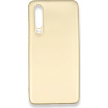 Huawei P30 Için Uyumlu Kılıf Yumuaşk Renkli Esnek Premium Rubber Silikon - Gold