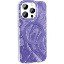 Ahlttiba Apple iPhone 14 Pro Max Için Uyumlu Kılıf Magsafe Şarj Özellikli Fırça Boya Desenli Palet Kapak