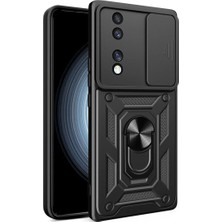 Ahlttiba Honor 70 Cep Telefonu Için Uyumlu Kılıf Kapak Magnetik Standlı Kamera Korumalı Sürgülü Vega