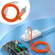 Pileli Store 3 Şarj Aleti 1 Arada Çinko Alaşım Hızlı Şarj Kablosu Turuncu (K95)