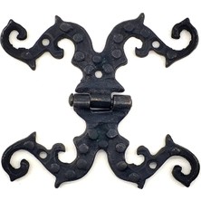 Pileli Store Antika Tarz Dekoratif Pirinç Süslü Menteşe - 100X90 Mm, Oksit