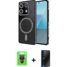 İlk El Grup Ieg™ Redmi Note 13 Pro 4g Kılıf Zirve Doku Prime - Siyah 3D Antistatik Hayalet Cam Ekran Koruyucu + Siyah Raze Metal Kamera Lens