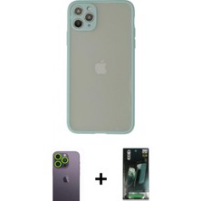 İlk El Grup Ieg™ iPhone 12 Pro Kılıf Ahenk Çizgi Serisi - Şeffaf 360 Full Body Arka Koruyucu + Yeşil Neon Fosforlu Kamera Lens