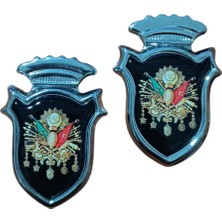 SHC4200 Osmanlı Devlet Arması Damla Etiket Krom Siyah 2'LI