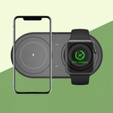 Pileli Store 2si 1ARADA Kablosuz Saat,kulaklık ve Telefon Hızlı Şarj Etme Aparatı (K95)