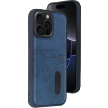 SHC4200 Iphone 15 Kılıf Sara Kartvizitli Deri Kılıf - Lacivert