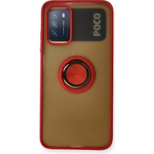 SHC4200 Redmi 9t Kılıf Montreal Yüzüklü Silikon Kapak - Kırmızı