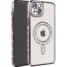 SHC4200 Iphone 15 Kılıf Joke Simli Magneticsafe Kılıf - Derin Mor