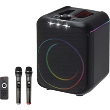 SHC4200 Konfulon F39 25W Sürücülü Rgb Işıklı 2 Adet Mikrofonlu Bluetooth 5.3 Kablosuz Hoparlör – Siyah