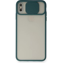 SHC4200 Iphone Xs Kılıf Palm Buzlu Kamera Sürgülü Silikon - Yeşil
