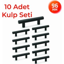 Nobel 96 mm Metal Mobilya Kulpu – Mutfak Dolap Çekmece Kulpu, Dekoratif Kulp Seti (10 Adet) Mat Siyah