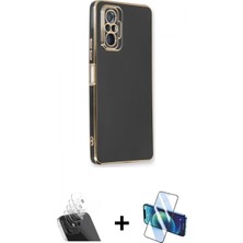 İlk El Grup Ieg™ Redmi Note 10 Pro Kılıf Yankı Serisi - Siyah 3D Antistatik Cam Ekran Koruyucu + Şeffaf Kamera Lens Koruma Cam