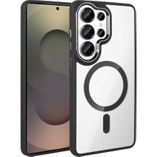 Techaks Galaxy S26 Ultra Kılıf M-Safe Şarj Özellikli Zore Krom M-Safe Silikon Kapak - Siyah