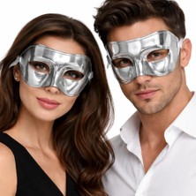 Timion Metalize Parlak Parti Maskesi Gümüş Renk 16X7 cm