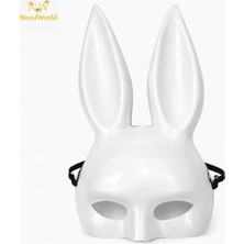 Timion Uzun Kulaklı Beyaz Lüks Tavşan Maskesi
