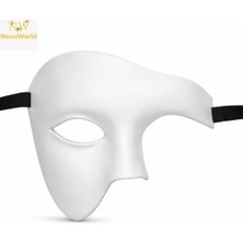 Timion Beyaz Yarım Erkek Maske – Phantom Parti &amp; Balo Maskesi