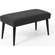 Waterybrook Bench Bank Puf -  Keten - Siyah Ahşap Ayaklı - Retro Modern Tasarım & Dekoratif Sehpa
