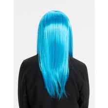 Timion Açık Mavi Renk Uzun Düz Parti Peruğu