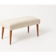 Waterybrook Bench Bank Puf -  Keten - Ceviz Ahşap Ayaklı - Retro Modern Tasarım & Dekoratif Sehpa
