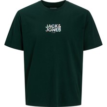 Jack & Jones Erkek Bisiklet Yaka Gögüs Baskili Tisört - New Plas